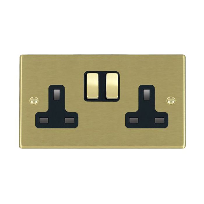 Hamilton 72SS2SB-B Satin Brass 13A double switched socket