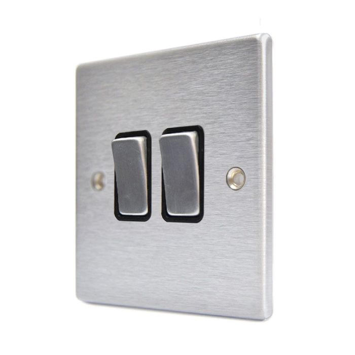 Hamilton 76R32SC-B Satin Chrome 10A double intermediate light switch