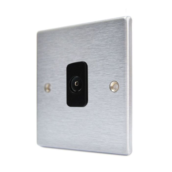 Hamilton 76TVB Satin Chrome non-isolated TV socket