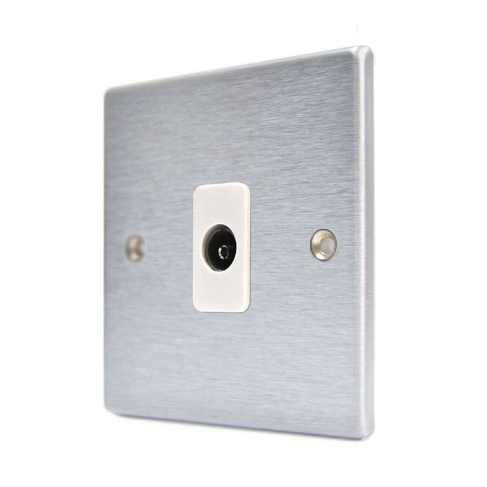 Hamilton 76TVW Satin Chrome non-isolated TV socket