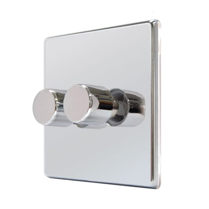 Hamilton 77C2XLEDITB100 CFX Polished Chrome double 100w LED 2 way dimmer