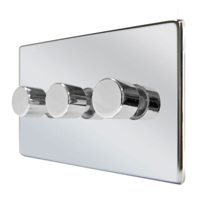 Hamilton 77C3XLEDITB100 CFX Polished Chrome triple 100w LED 2 way dimmer