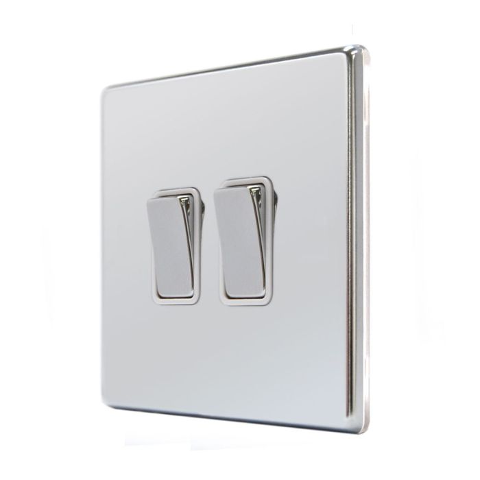 Hamilton 77CR22BC-W CFX Polished Chrome 10A double 2 way light switch