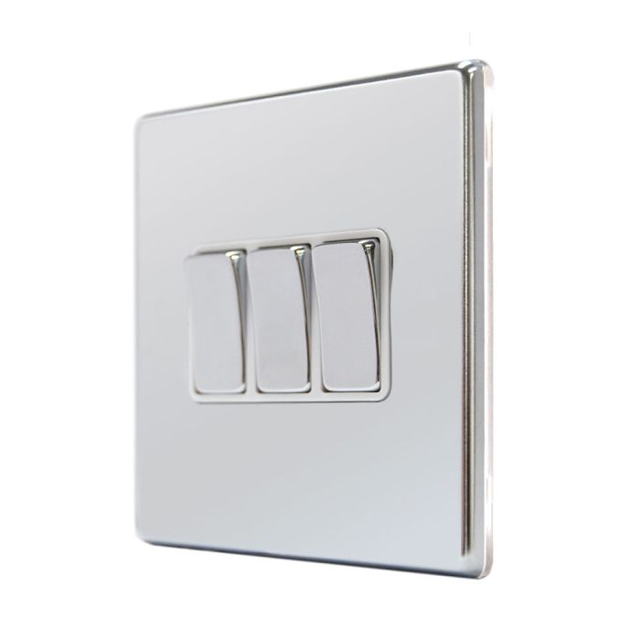 Hamilton 77CR23BC-W CFX Polished Chrome 10A triple 2 way light switch