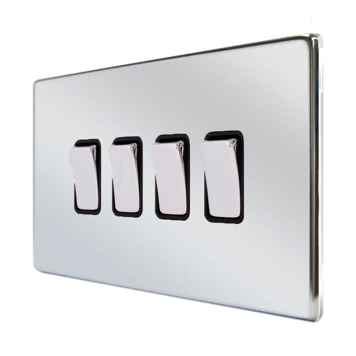 Hamilton 77CR24BC-B CFX Polished Chrome 10A quadruple 2 way light switch