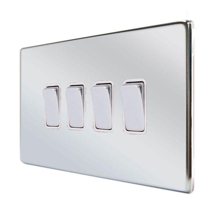 Hamilton 77CR24BC-W CFX Polished Chrome 10A quadruple 2 way light switch