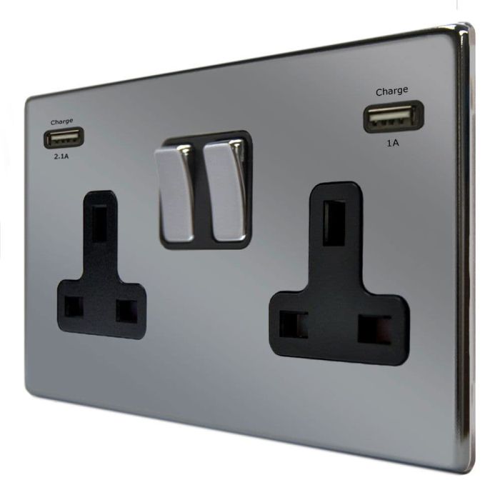 Hamilton Hartland CFX Black Nickel Double USB Socket