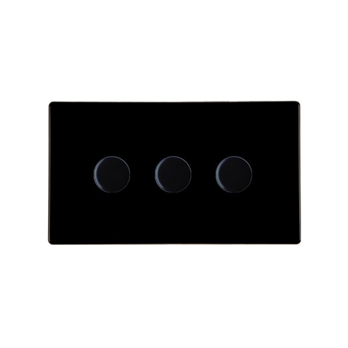 Hamilton 7BC3X40BL CFX Gloss Black Push Dimmer 3 Gang 400W