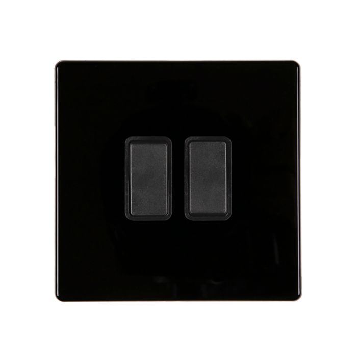 Hamilton 7BCR22BL-B CFX Gloss Black Light Switch 2 Gang 2 Way 10a