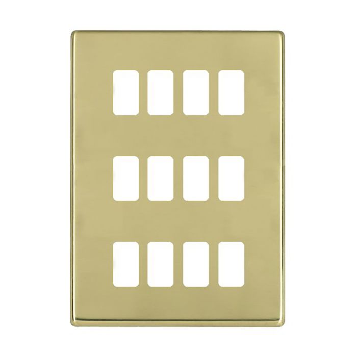 Hamilton 7G2112GFP G2 Polished Brass 12 Gang grid-fix face plate (face plate only)