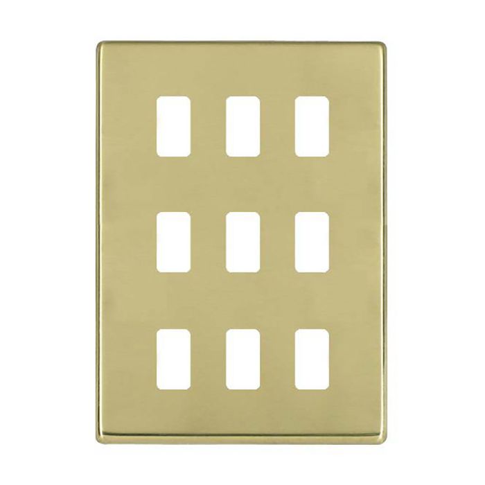 Hamilton 7G219GFP G2 Polished Brass 9 Gang grid-fix face plate (face plate only)