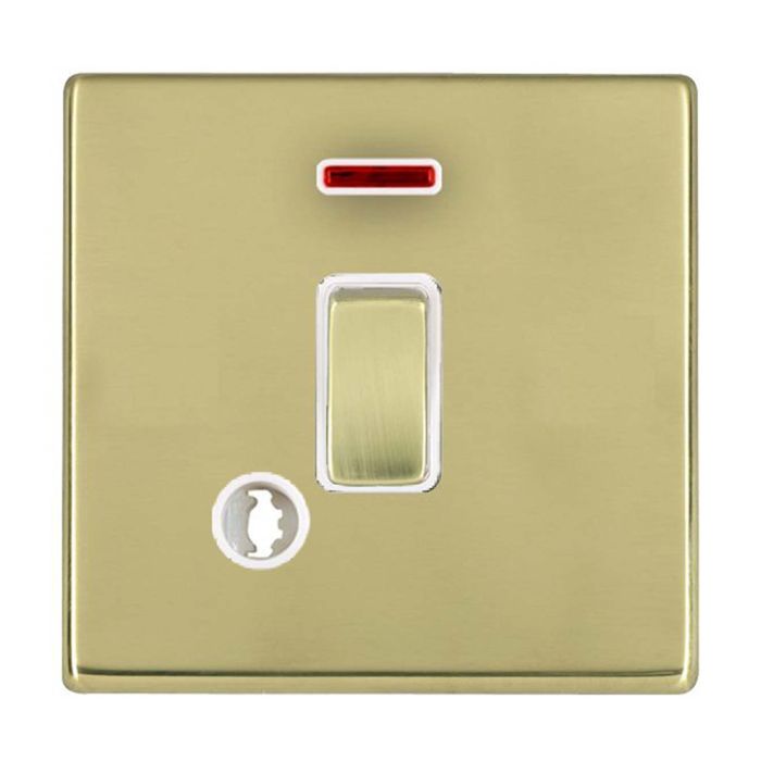 Hamilton 7G21DPNCPB-W G2 Polished Brass 20A double pole switch with neon and cable outlet