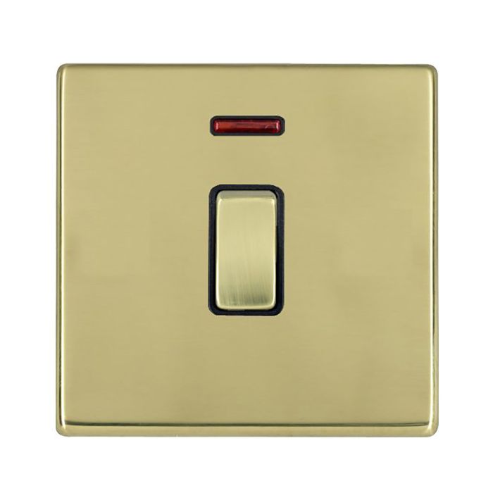 Hamilton 7G21DPNPB-B G2 Polished Brass 20A double pole switch with neon