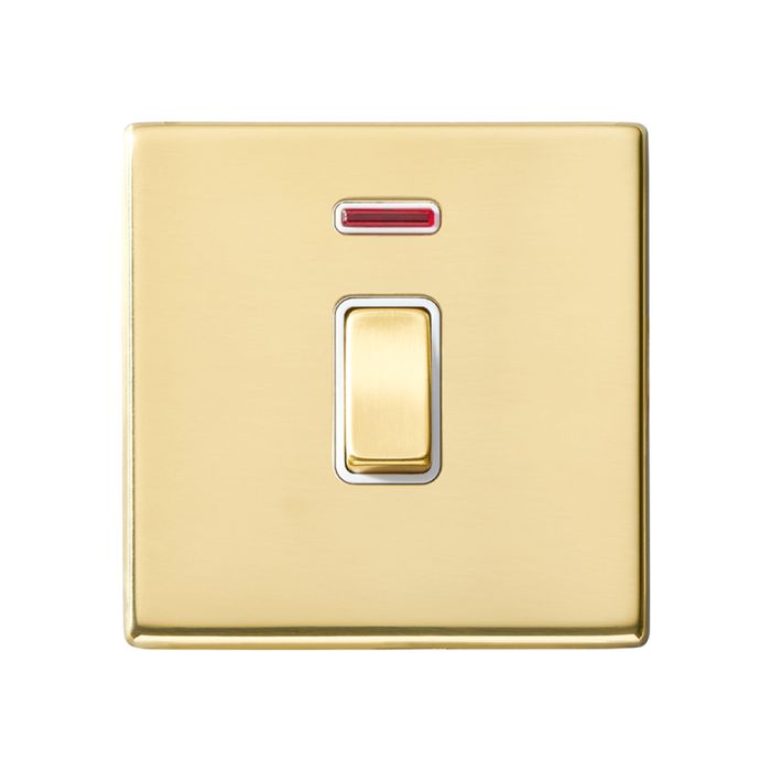 Hamilton 7G21DPNPB-W G2 Polished Brass 20A double pole switch with neon