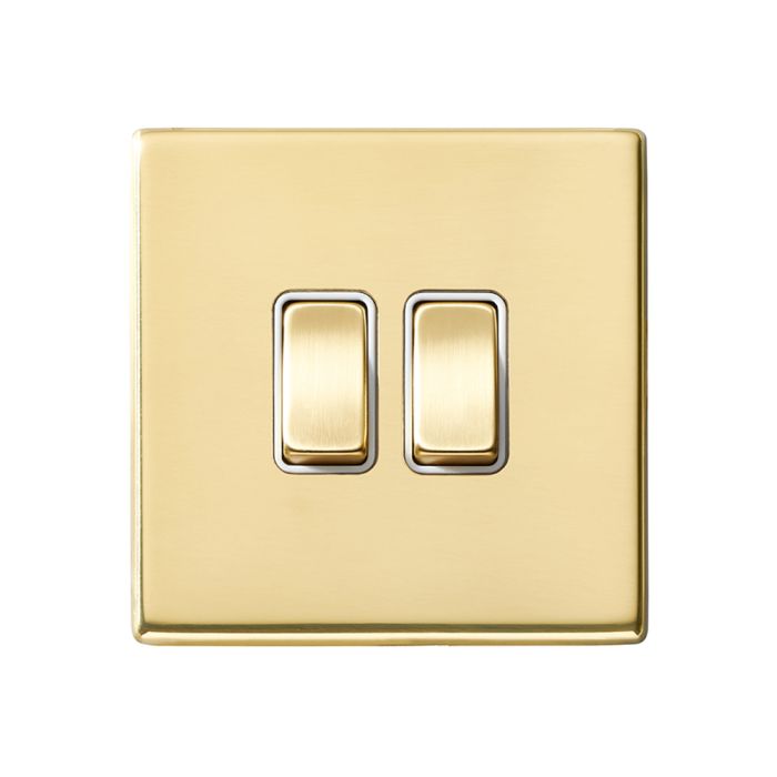 Hamilton 7G21R22PB-W G2 Polished Brass 10A double 2 way light switch