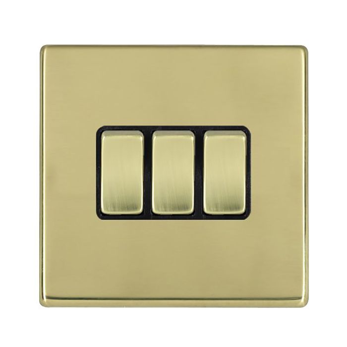 Hamilton 7G21R23PB-B G2 Polished Brass 10A triple 2 way light switch