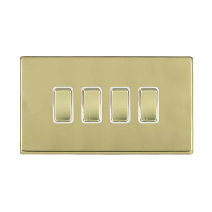 Hamilton 7G21R24PB-W G2 Polished Brass 10A quadruple 2 way light switch