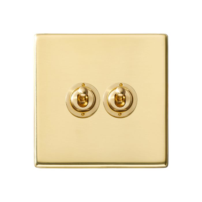 Hamilton 7G21T22 G2 Polished Brass 20A double toggle light switch 2 way