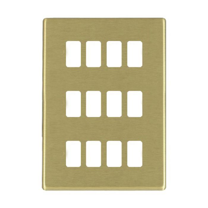 Hamilton 7G2212GFP G2 Satin Brass 12 Gang grid-fix face plate (face plate only)