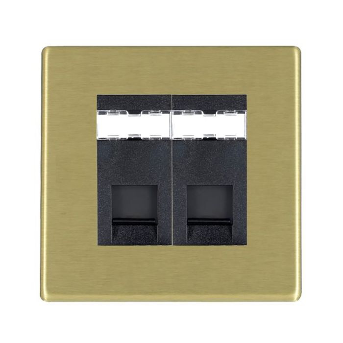 Hamilton 7G222J45-C6B G2 Satin Brass 2 module RJ45 CAT6E unshielded data socket