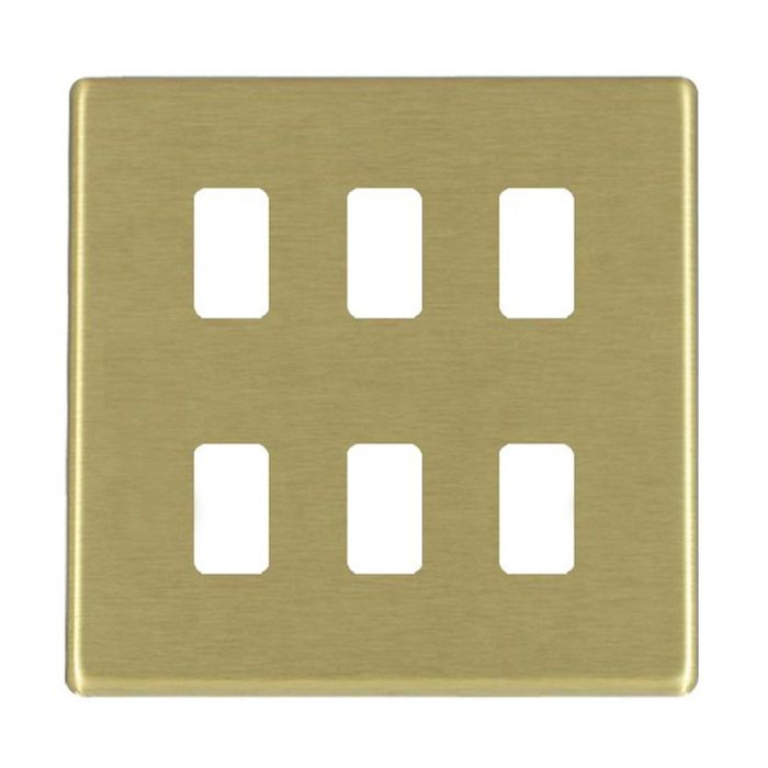 Hamilton 7G226GFP G2 Satin Brass 6 Gang grid-fix face plate (face plate only)