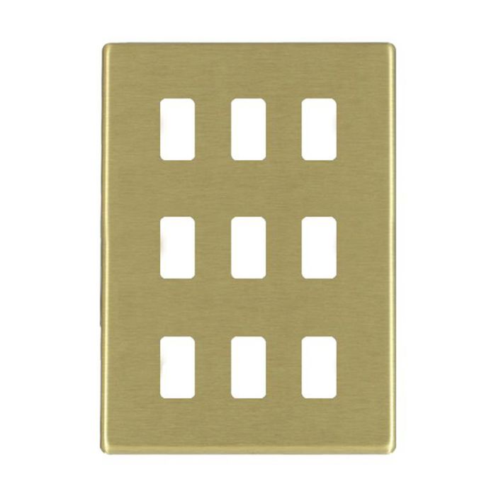 Hamilton 7G229GFP G2 Satin Brass 9 Gang grid-fix face plate (face plate only)