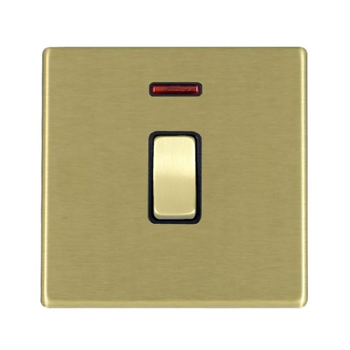 Hamilton 7G22DPNSB-B G2 Satin Brass 20A double pole switch with neon