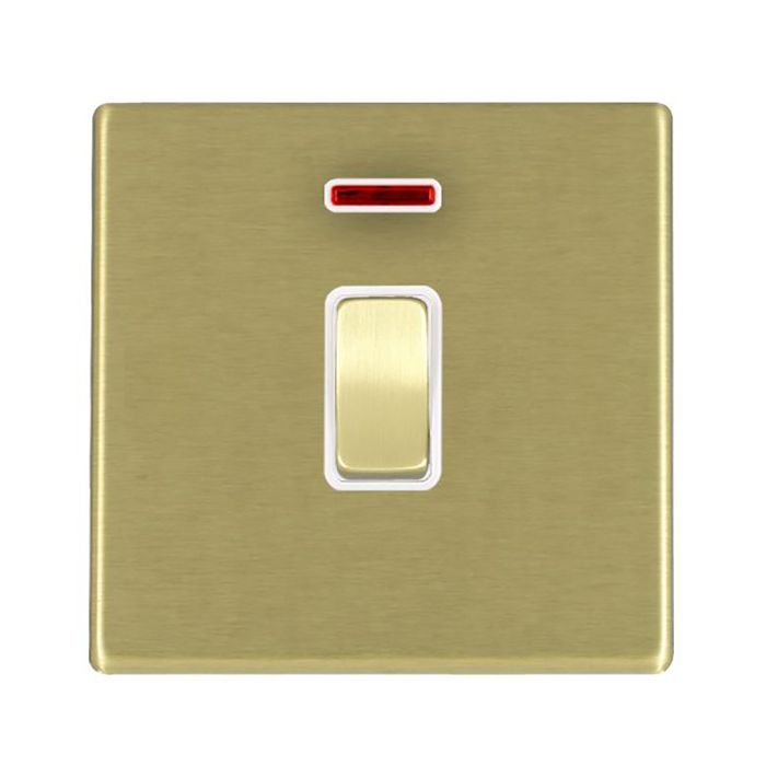 Hamilton 7G22DPNSB-W G2 Satin Brass 20A double pole switch with neon