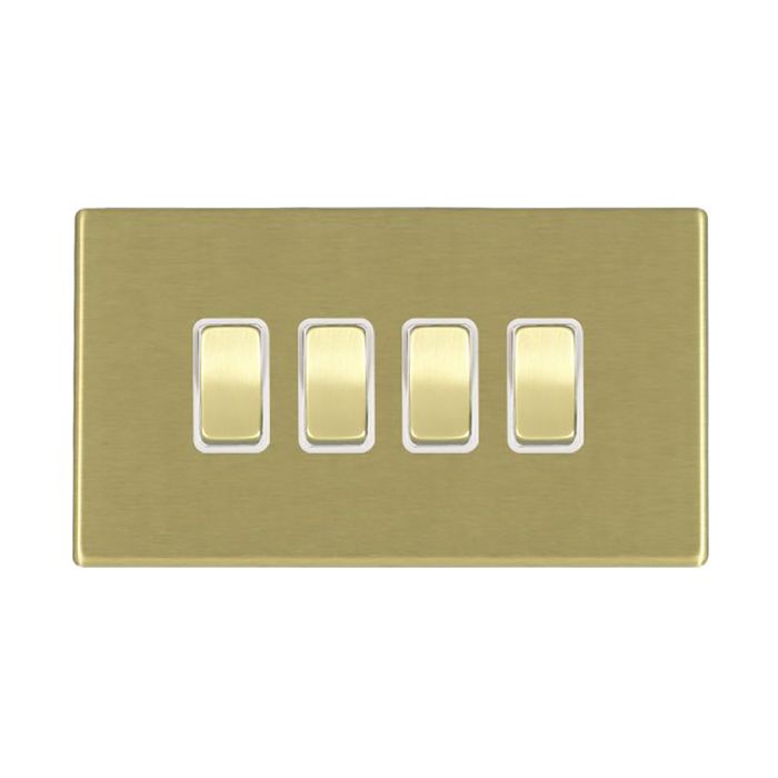 Hamilton 7G22R24SB-W G2 Satin Brass 10A quadruple 2 way light switch