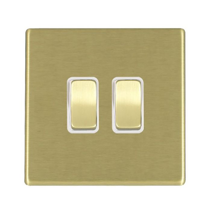 Hamilton 7G22R32SB-W G2 Satin Brass 10A double intermediate light switch