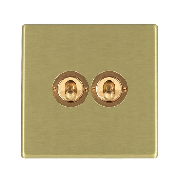 Hamilton 7G22T22 G2 Satin Brass 20A double toggle light switch 2 way