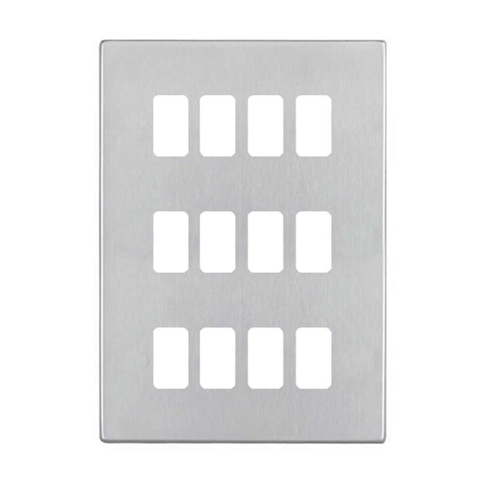 Hamilton 7G2412GFP G2 Satin Steel 12 Gang grid-fix face plate (face plate only)
