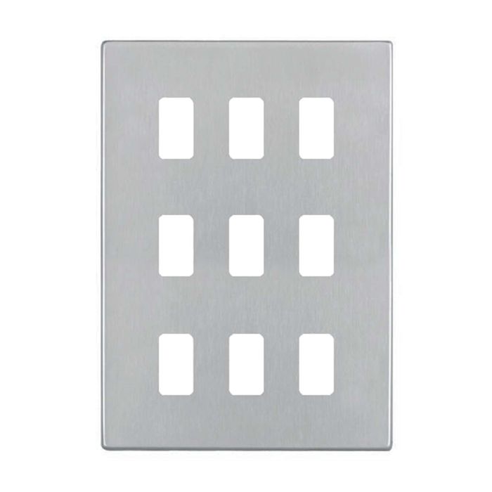 Hamilton 7G249GFP G2 Satin Steel 9 Gang grid-fix face plate (face plate only)