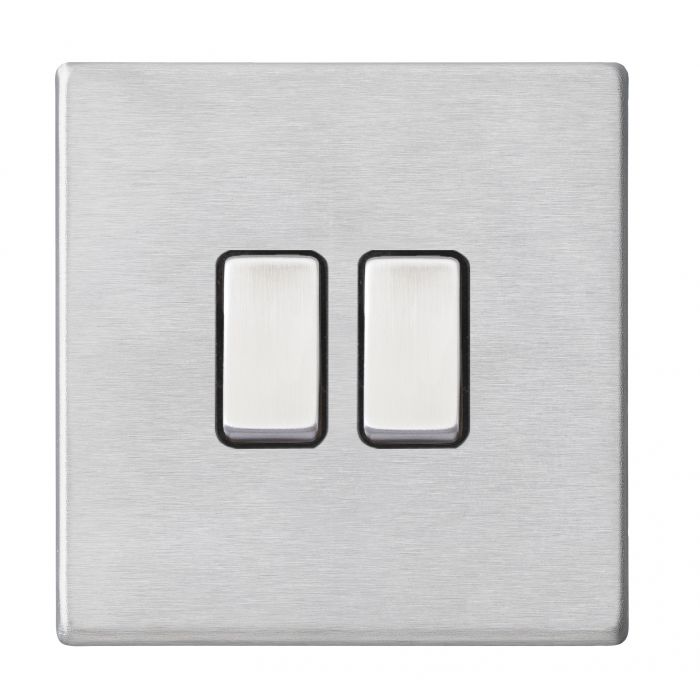 Hamilton 7G24R22SS-B G2 Satin Steel 10A double 2 way light switch