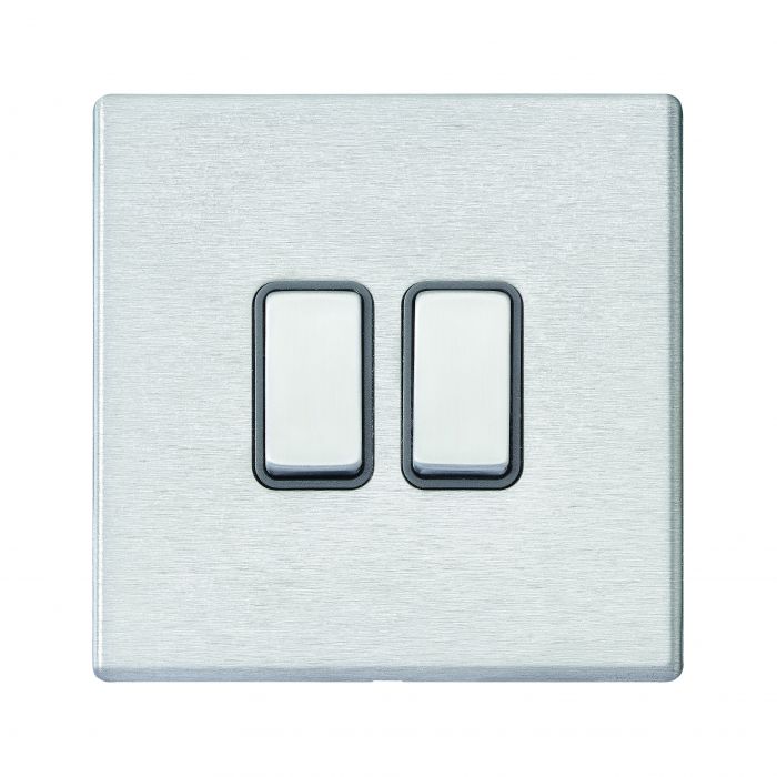 Hamilton 7G24R22SS-QG G2 Satin Steel 10A double 2 way light switch