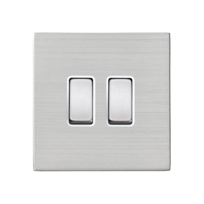 Hamilton 7G24R22SS-W G2 Satin Steel 10A double 2 way light switch