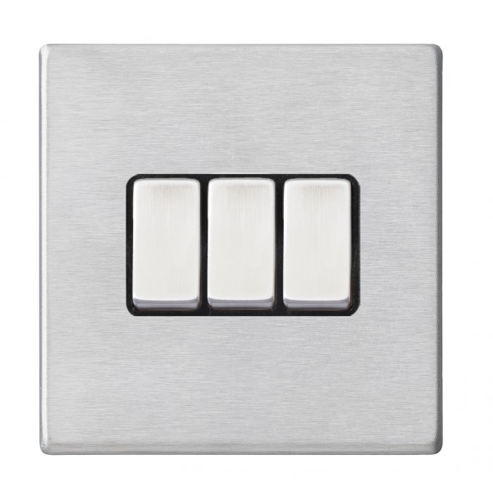 Hamilton 7G24R23SS-B G2 Satin Steel 10A triple 2 way light switch