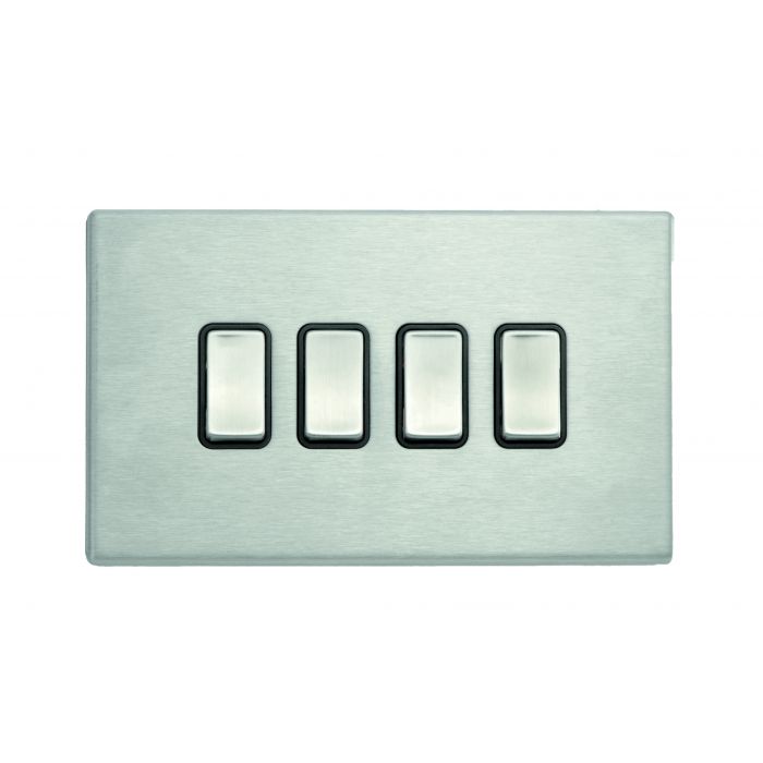 Hamilton 7G24R24SS-B G2 Satin Steel 10A quadruple 2 way light switch