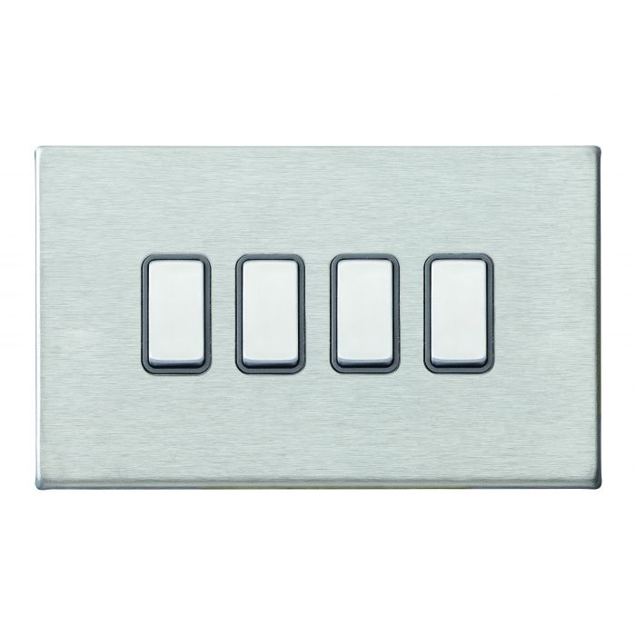 Hamilton 7G24R24SS-QG G2 Satin Steel 10A quadruple 2 way light switch