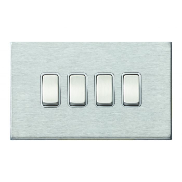 Hamilton 7G24R24SS-W G2 Satin Steel 10A quadruple 2 way light switch