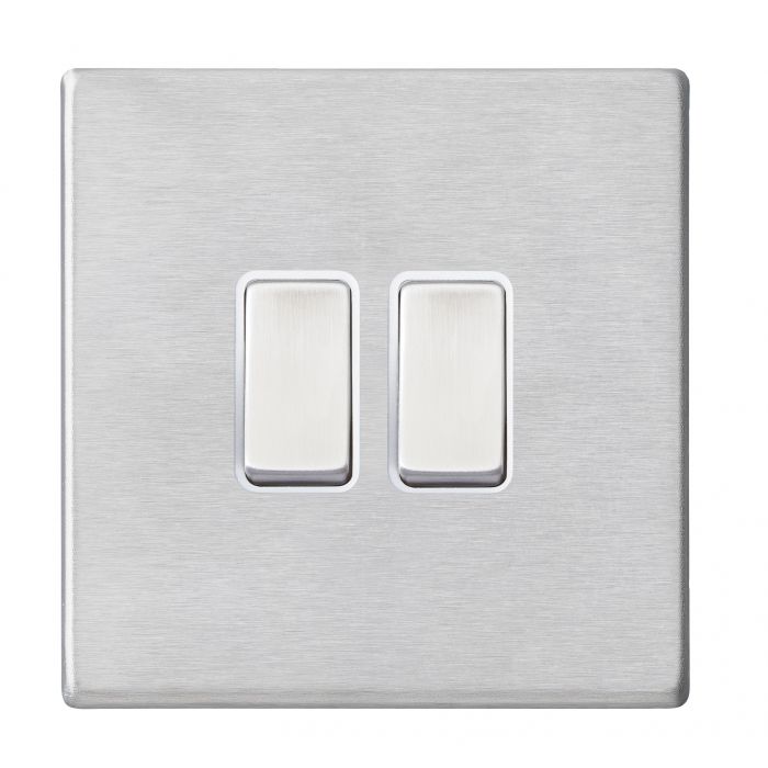 Hamilton 7G24R32SS-W G2 Satin Steel 10A double intermediate light switch