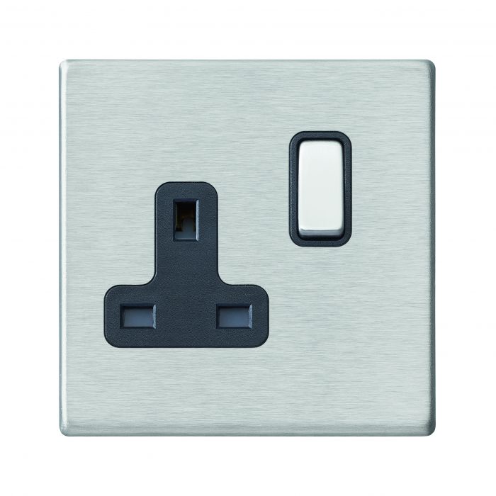 Hamilton 7G24SS1SS-B G2 Satin Steel 13A single switched socket