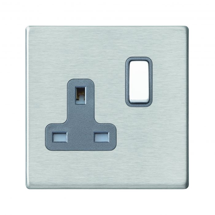 Hamilton 7G24SS1SS-QG G2 Satin Steel 13A single switched socket