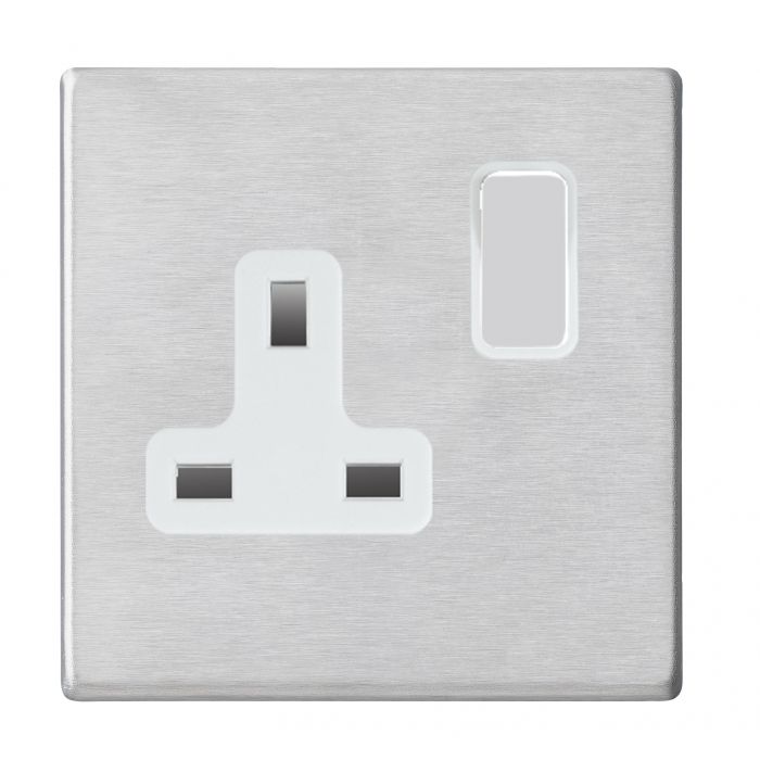 Hamilton 7G24SS1SS-W G2 Satin Steel 13A single switched socket