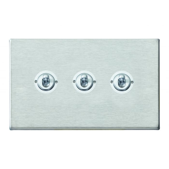 Hamilton 7G24T23 G2 Satin Steel 20A triple toggle light switch 2 way