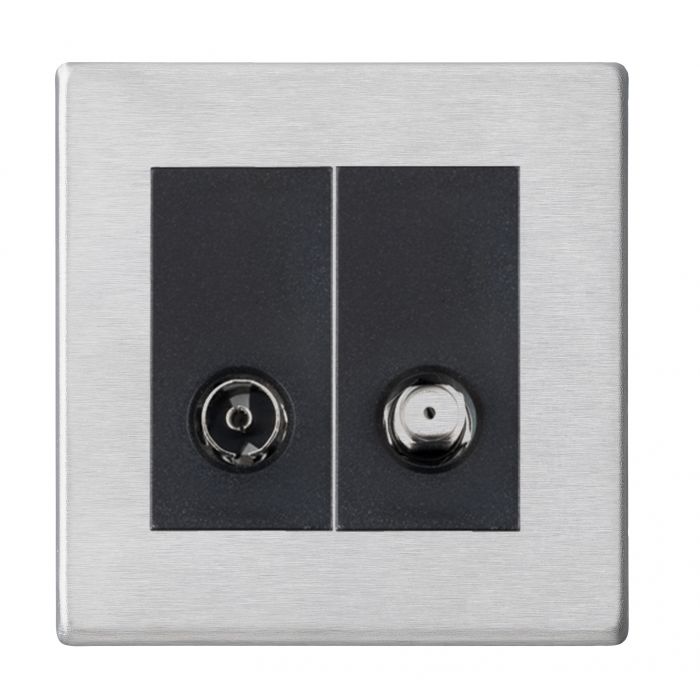 Hamilton 7G24TVSATB G2 Satin Steel non-isolated TV and satellite socket