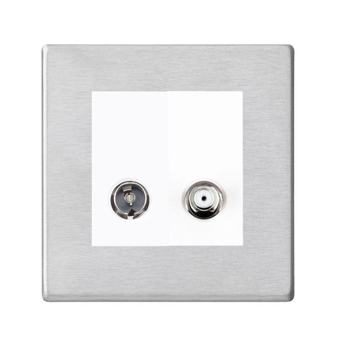 Hamilton 7G24TVSATW G2 Satin Steel non-isolated TV and satellite socket