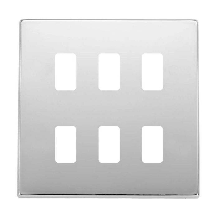 Hamilton 7G276GFP G2 Polished Chrome 6 Gang grid-fix face plate (face plate only)