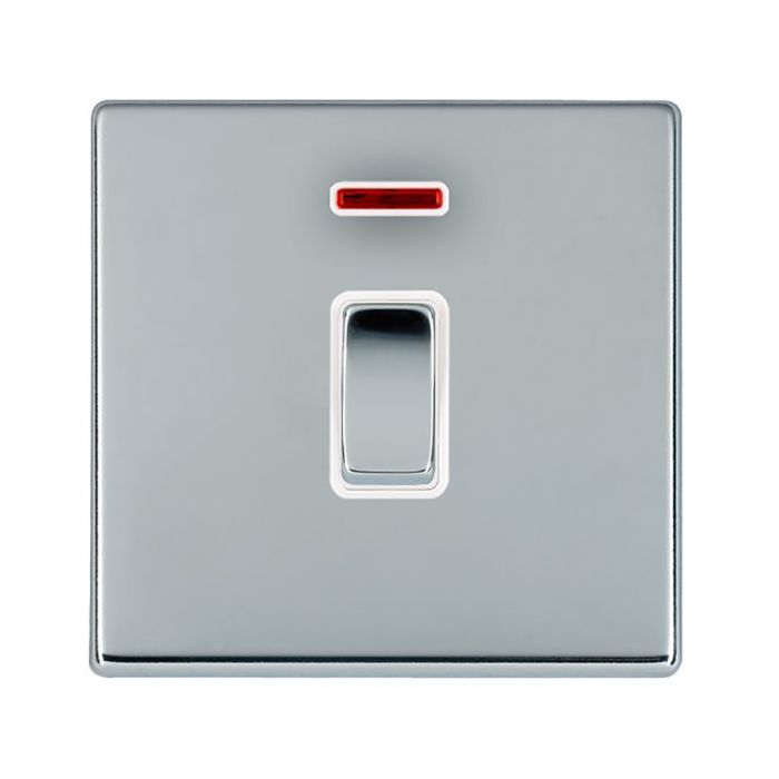 Hamilton 7G27DPNBC-W G2 Polished Chrome 20A double pole switch with neon and cable outlet