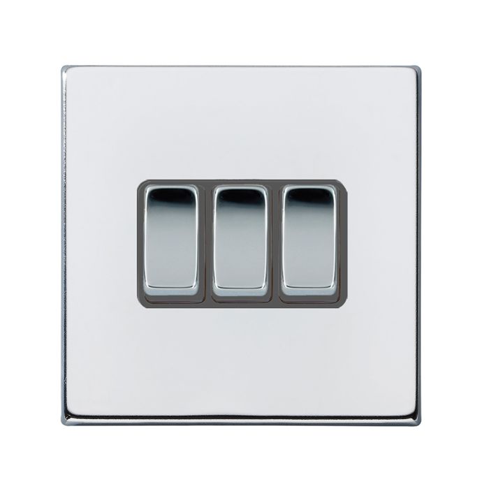 Hamilton 7G27R23BC-QG G2 Polished Chrome 10A triple 2 way light switch